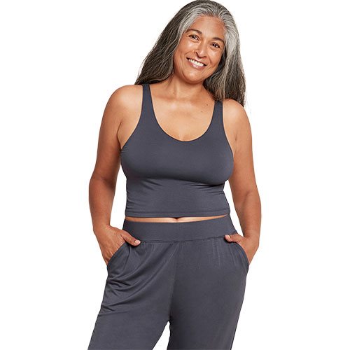 Hyldebræ Crop Top med BH-støtte - Storm Str M