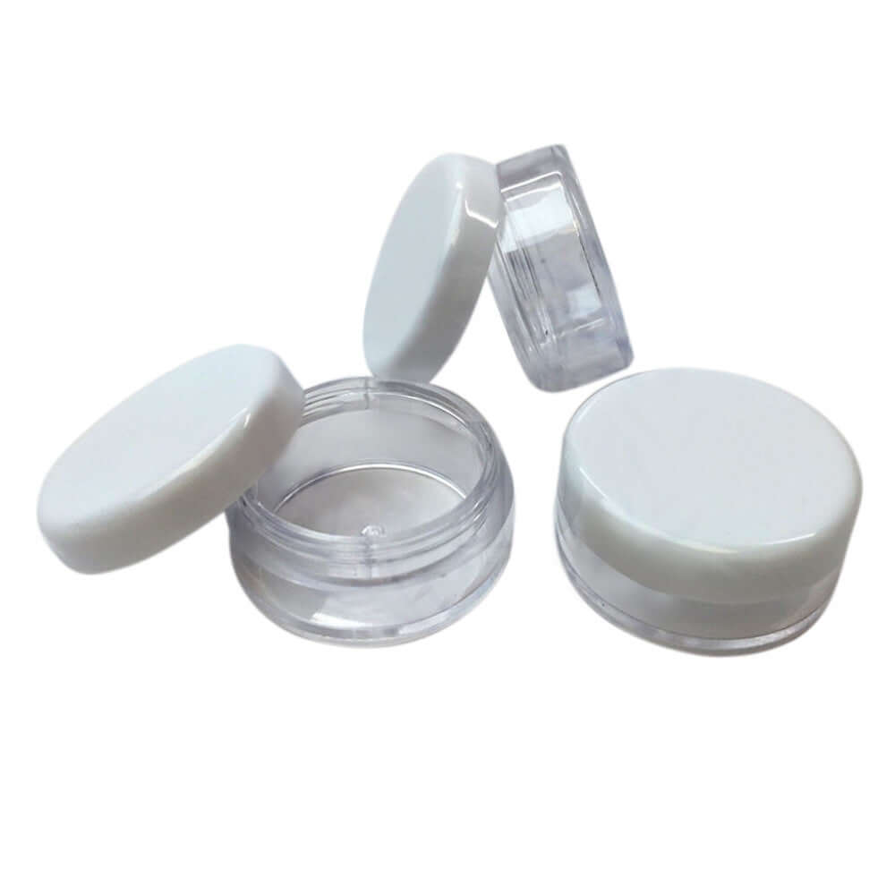 3 Ml Rund Beholder Med Farvet Eller Klar Låg   Hvidt Låg